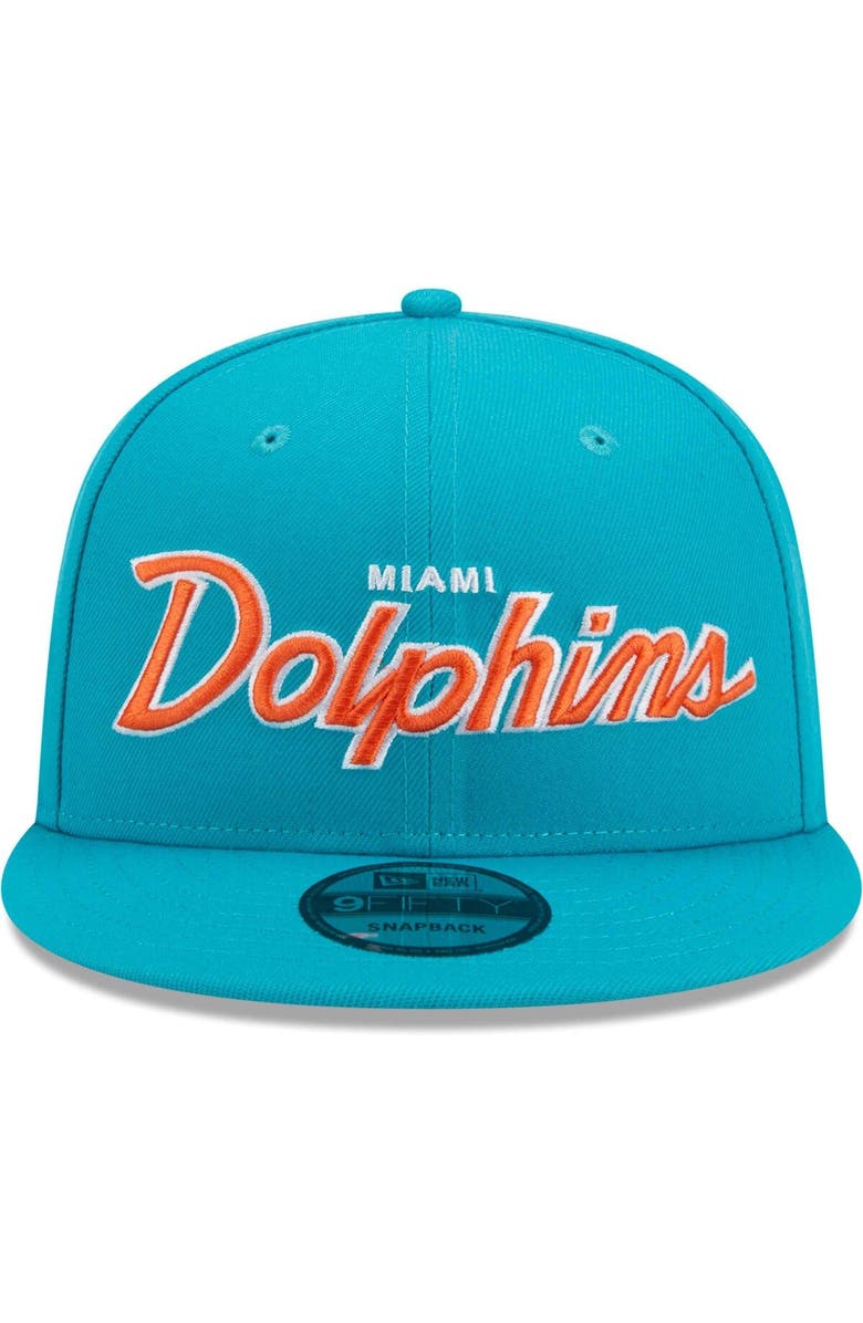 New Era Men's New Era Aqua Miami Dolphins Main Script 9FIFTY Snapback Hat, Alternate, color, Aqua