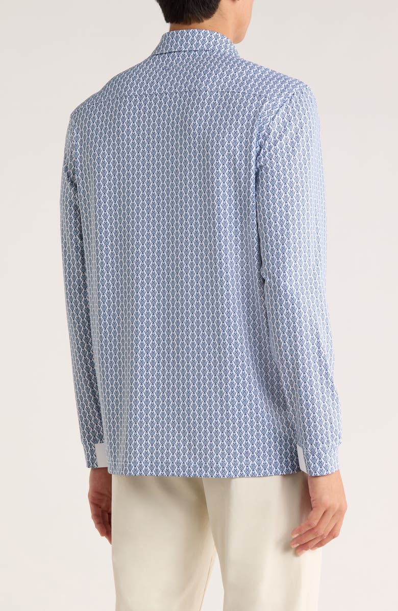 Greg Norman Floral Print Long Sleeve Performance Golf Polo, Alternate, color, White