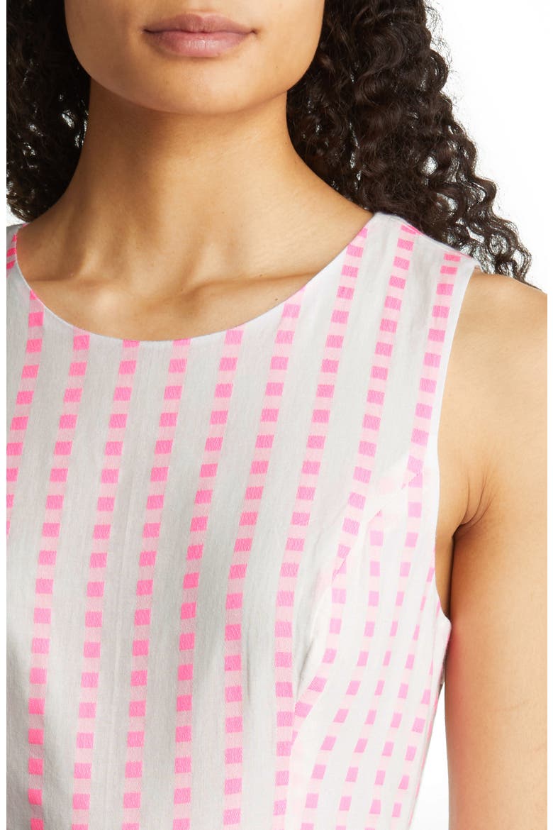 Maybella Gingham Lace Inset Cotton Dress, Alternate, color, PINK ISLE GINGHAM STRIPE