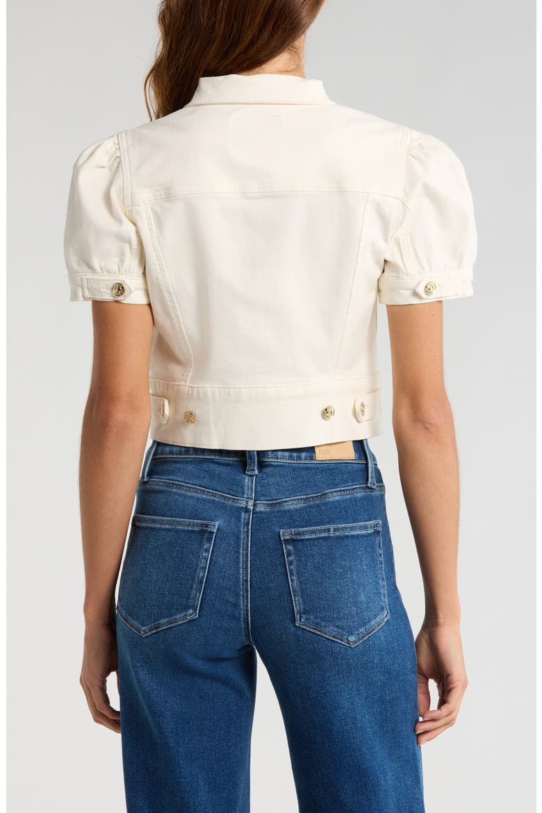 Kendra Short Sleeve Crop Denim Jacket, Alternate, color, TONAL ECRU