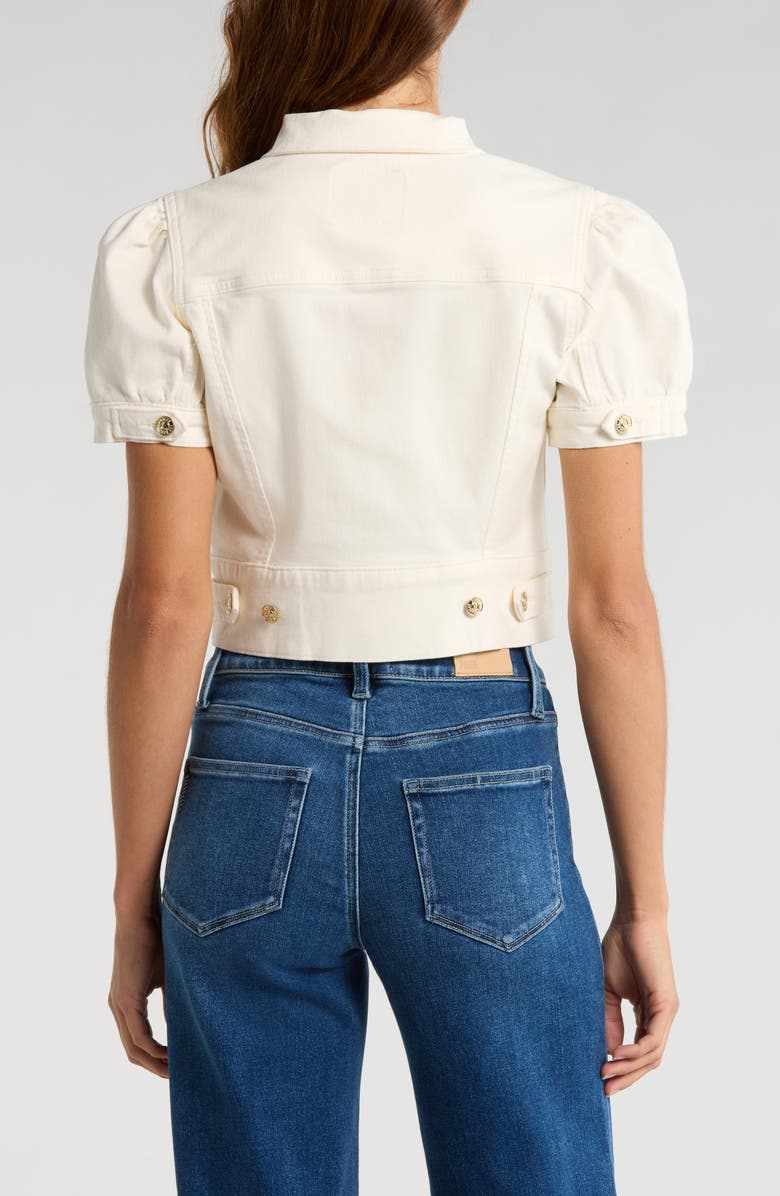 PAIGE Kendra Short Sleeve Crop Denim Jacket, Alternate, color, Tonal Ecru