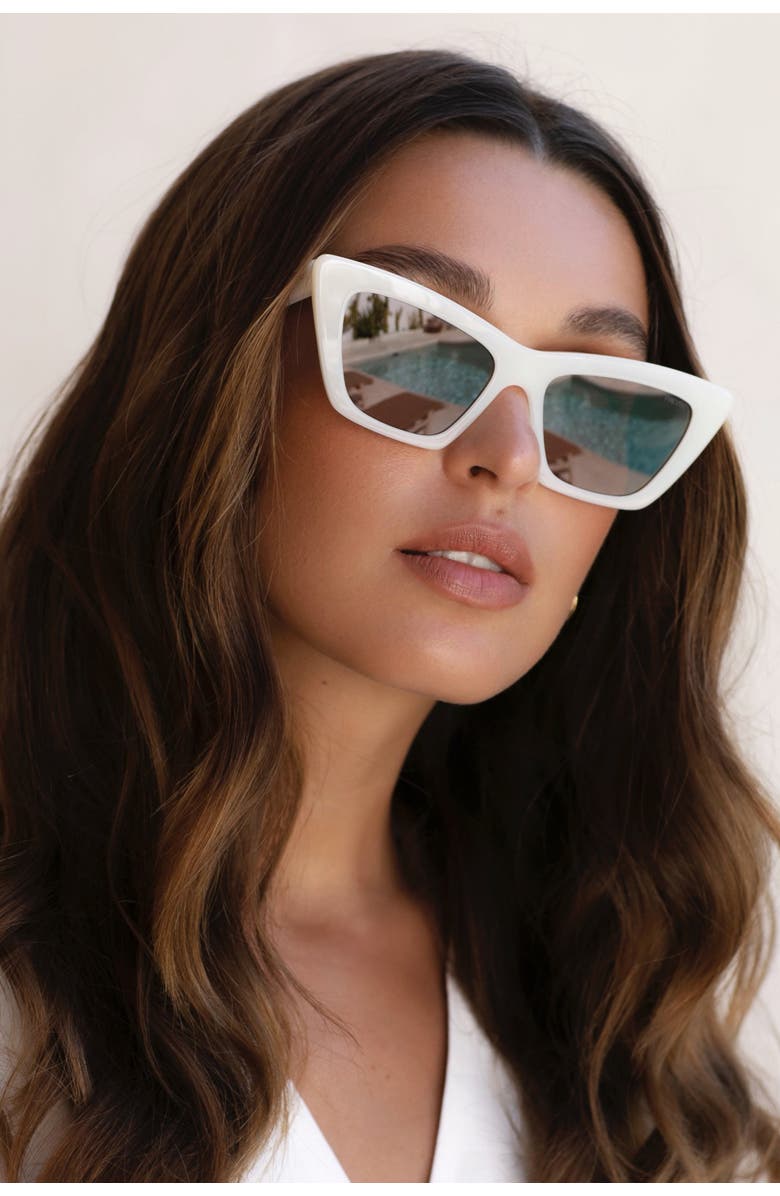 FREYRS Eyewear Siena Cat Eye Sunglasses, Alternate, color, Milky White