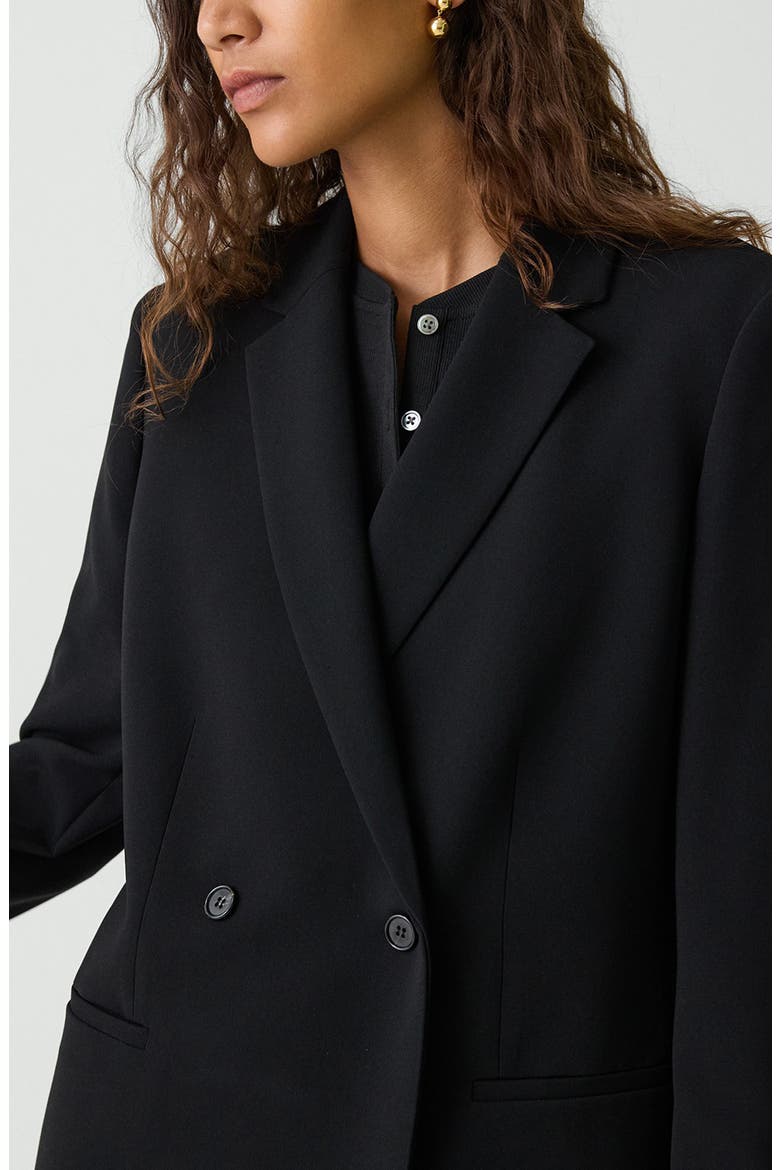 Relaxed Double Breasted Blazer, Alternate, color, BLACK