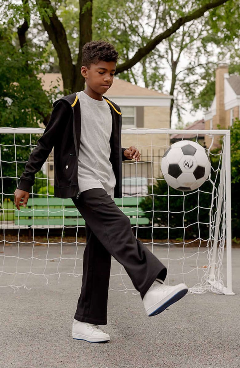 Mightly Kids Cozy Organic Cotton Wide Leg Fleece Pants, Alternate, color, Black