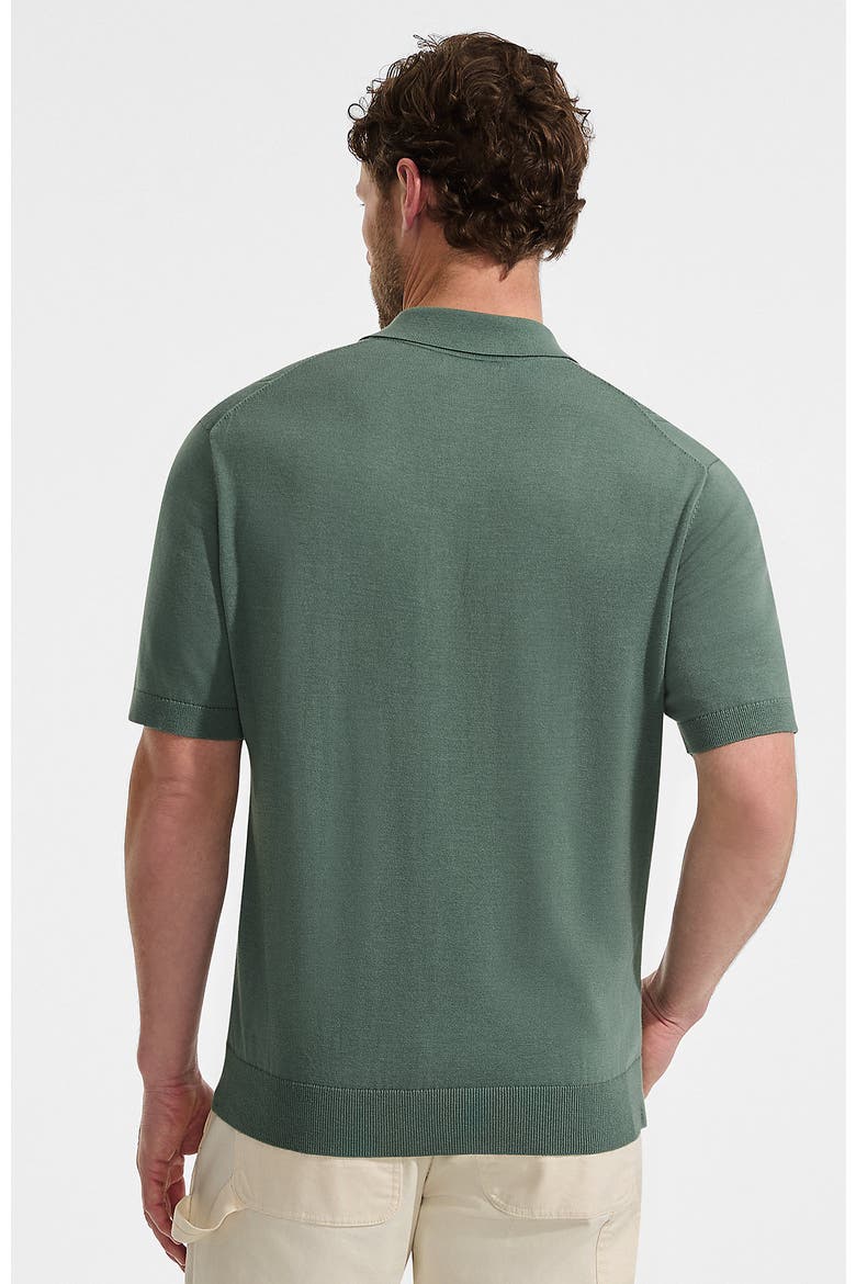 Short Sleeve Vertical Rib Button Down Sweater Polo, Alternate, color, Eucalyptus
