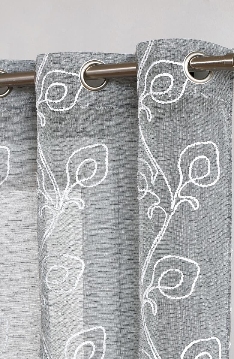 DAINTY HOME Set of 2 Embroidered Sheer Curtain Panels, Alternate, color, Silver