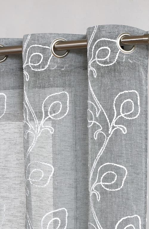 Dainty Home Set Of 2 Embroidered Sheer Curtain Panels In Gray
