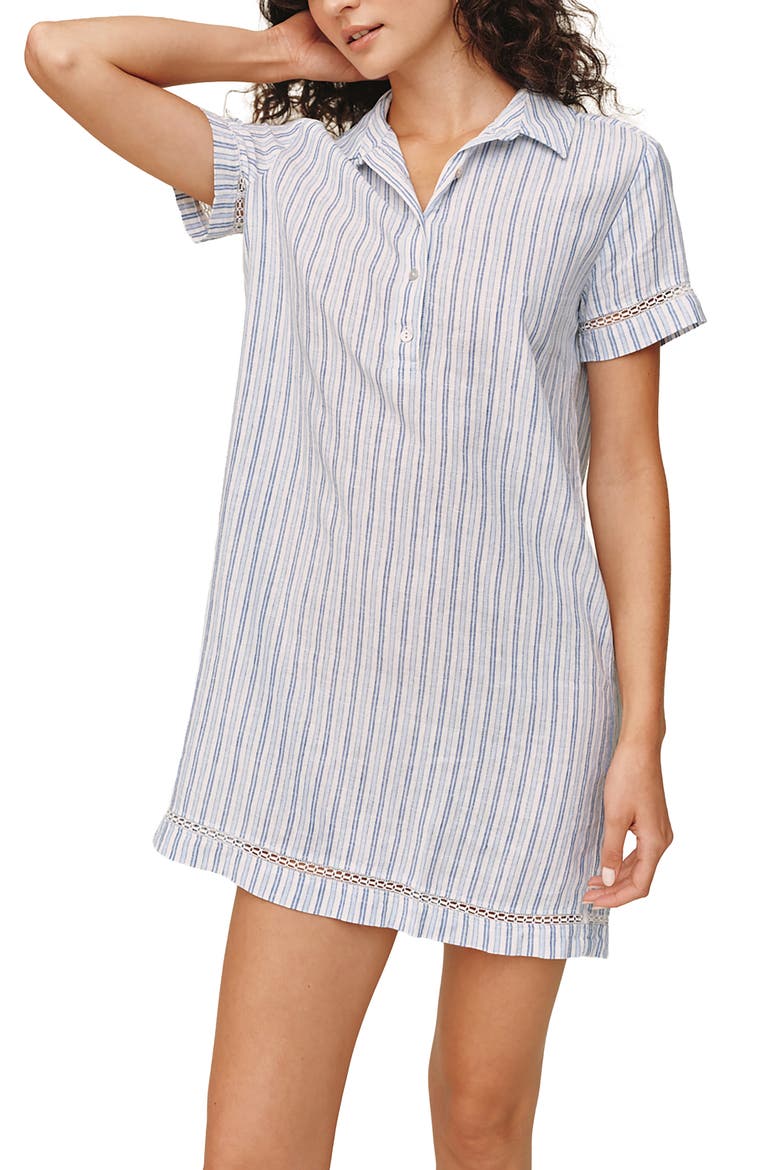 Stripe High/Low Shirtdress, Alternate, color, OCEAN BLUE STRIPE