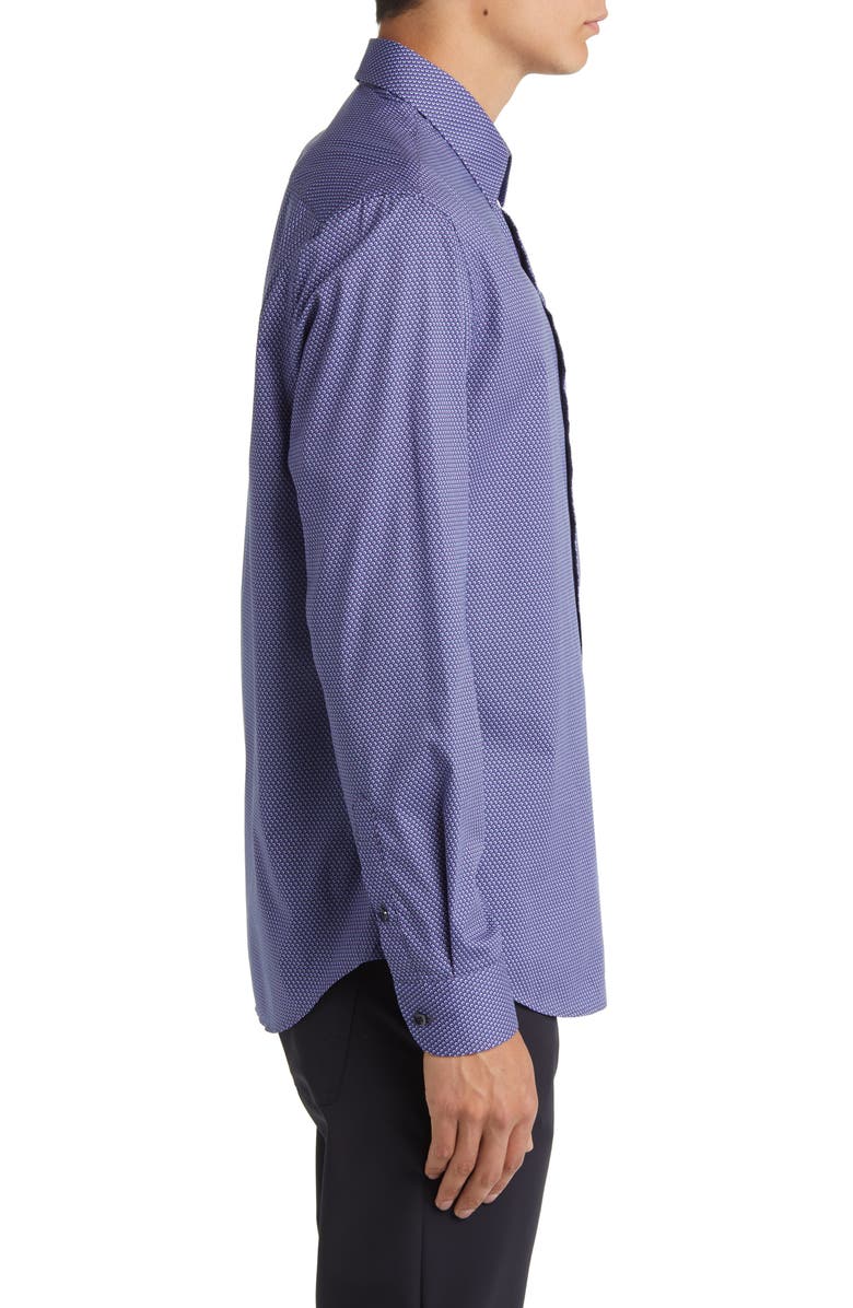Emporio Armani Microdot Stretch Button-Up Shirt, Alternate, color, Purple