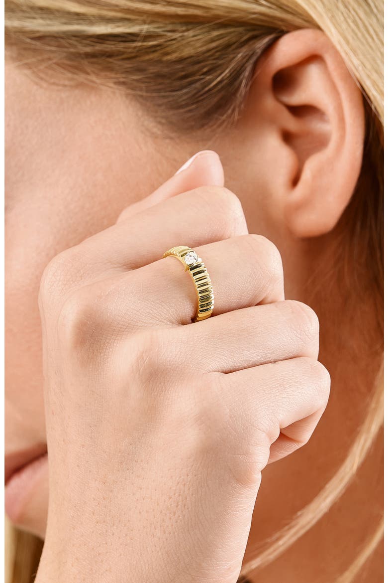18K Gold Cleo Diamond Stackable Ring (Online Trunk Show), Alternate, color, 18K YELLOW GOLD/ DIAMOND