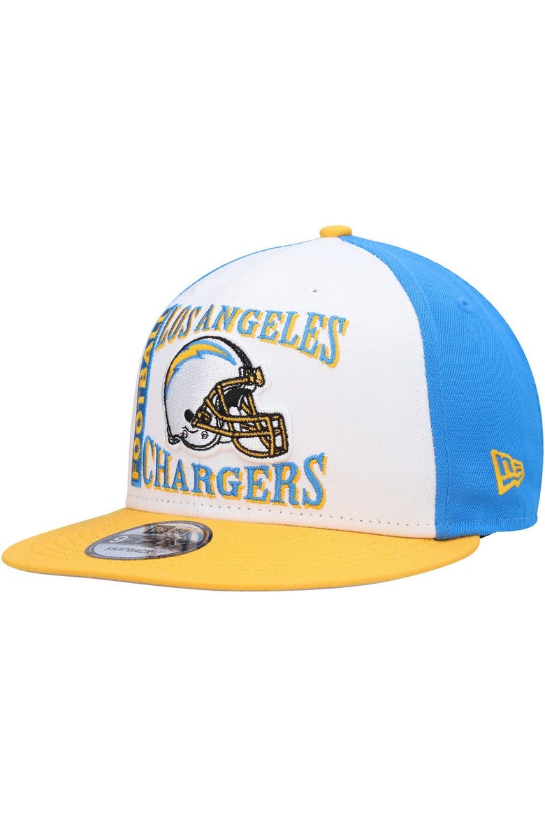 Men's New Era White/Gold Los Angeles Chargers  Retro Sport 9FIFTY Snapback Hat, Main, color, White
