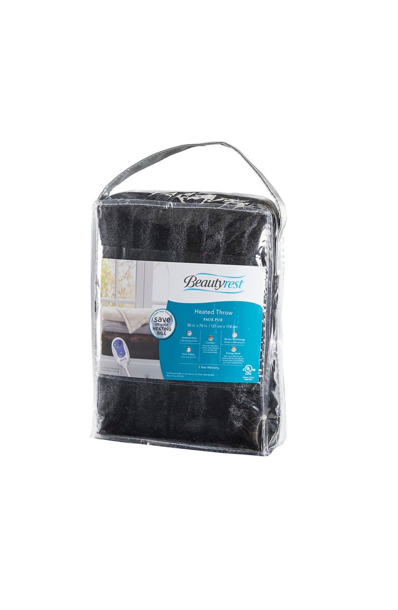 BEAUTYREST Faux Fur Heated Throw Blanket - 50" x 70", Alternate, color, Black