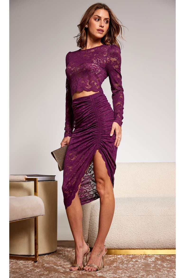 Nellia Lace Skirt, Alternate, color, Purple, Floral