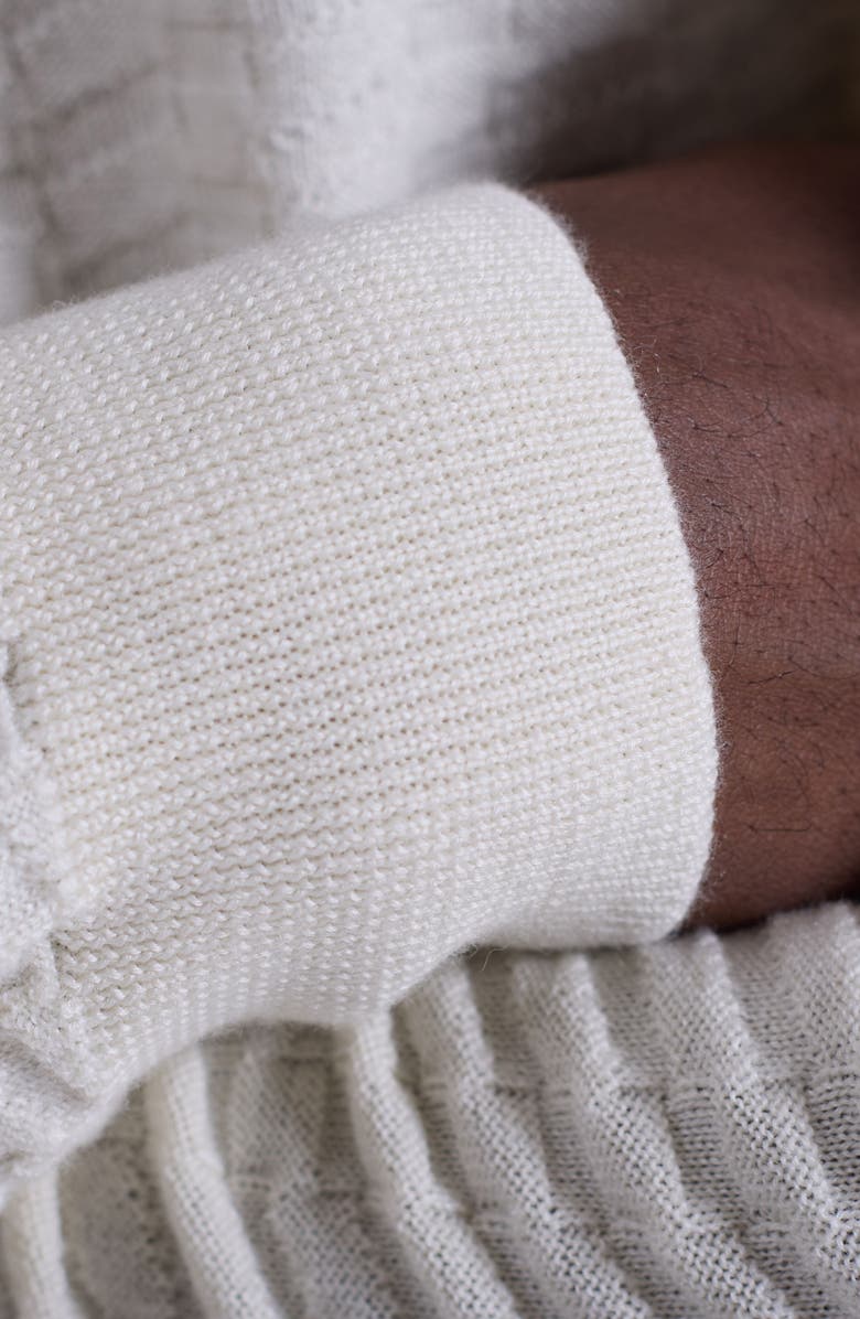 Bugatchi Pyramid Stitch Merino Wool & Silk Crewneck Sweater, Alternate, color, Chalk