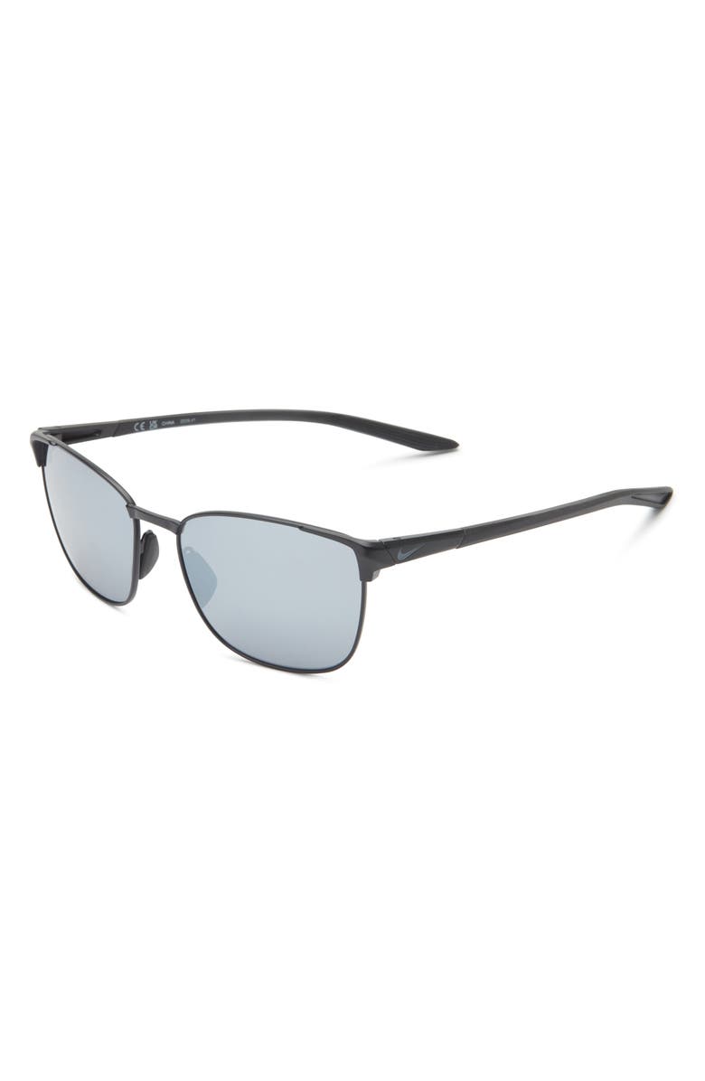Nike Fusion Square Sunglasses, Alternate, color, Satin Black / Silver Flash