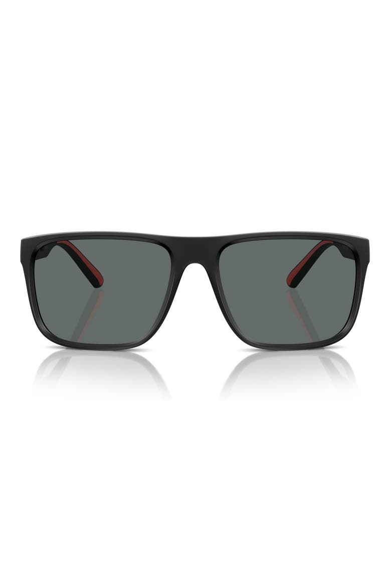 59mm Polarized Square Sunglasses, Main, color, MATTE BLACK