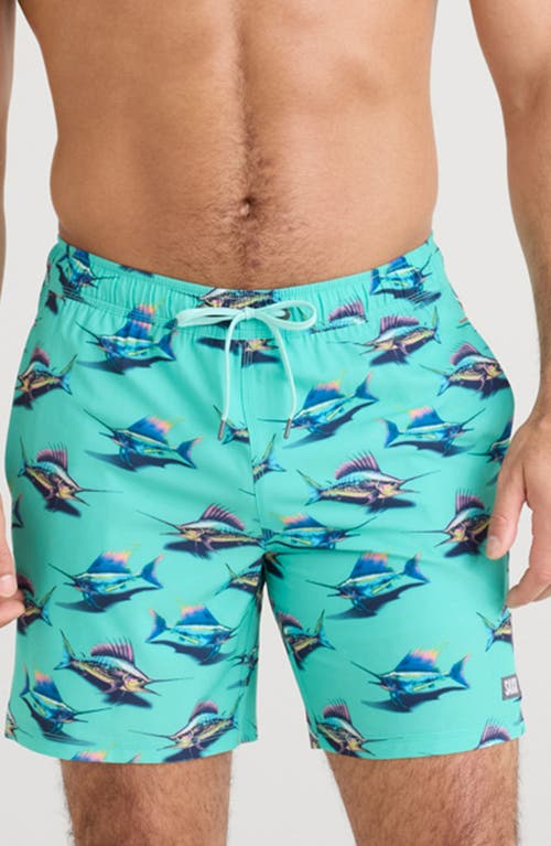 Saxx Oh Buoy 2-in-1 Volley 7-inch Swim Trunks In Green