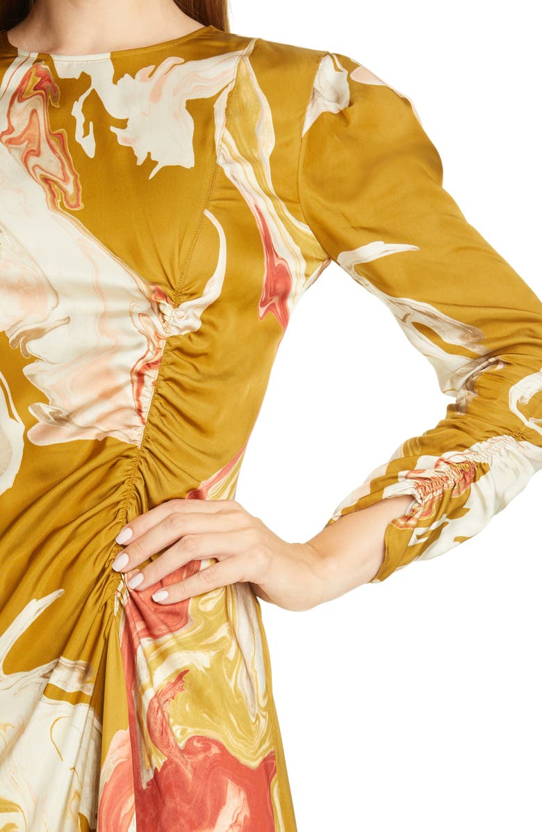 Lafayette 148 New York Astrid Ruched Long Sleeve Midi Dress, Alternate, color,