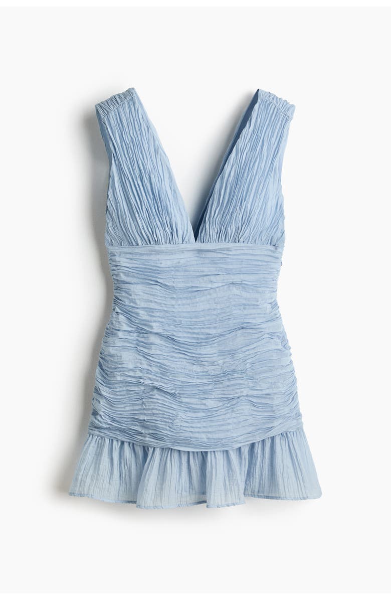 H&M Crinkled Sleeveless Dress, Main, color, Light Dusty Blue