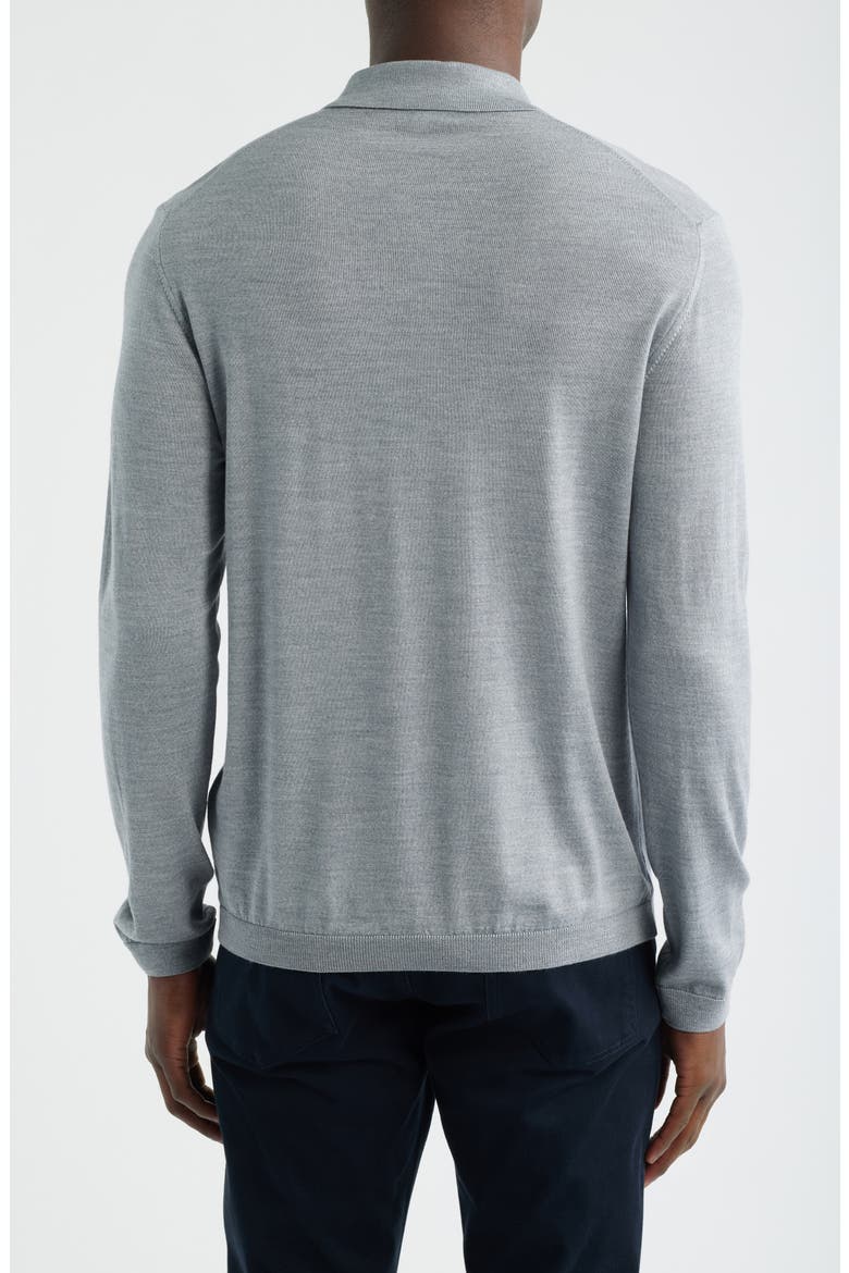 Long Sleeve Wool & Silk Polo Sweater, Alternate, color, LIGHT GREY