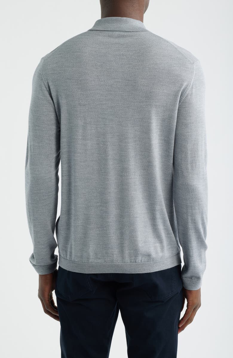 Jack Victor Long Sleeve Wool & Silk Polo Sweater, Alternate, color, Light Grey