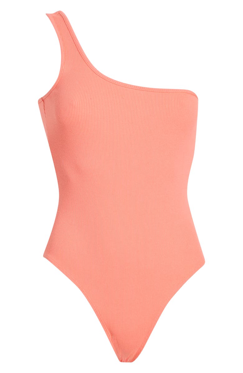 L'AGENCE Cassidy One Shoulder Bodysuit, Alternate, color, Coral