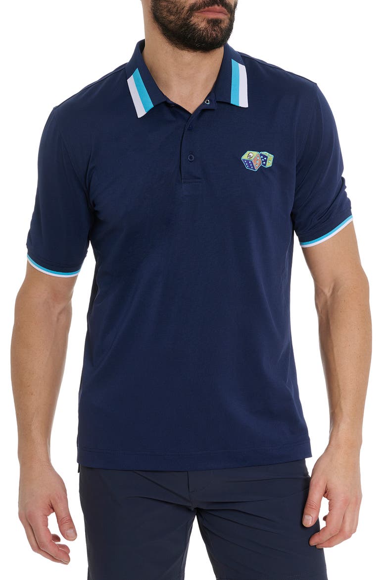 Skull Dice Embroidered Polo, Main, color, NAVY
