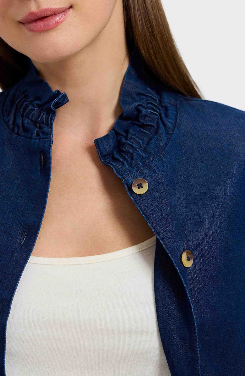 Foxcroft Carolina Denim Button-Up Shirt, Alternate, color, Dark Wash