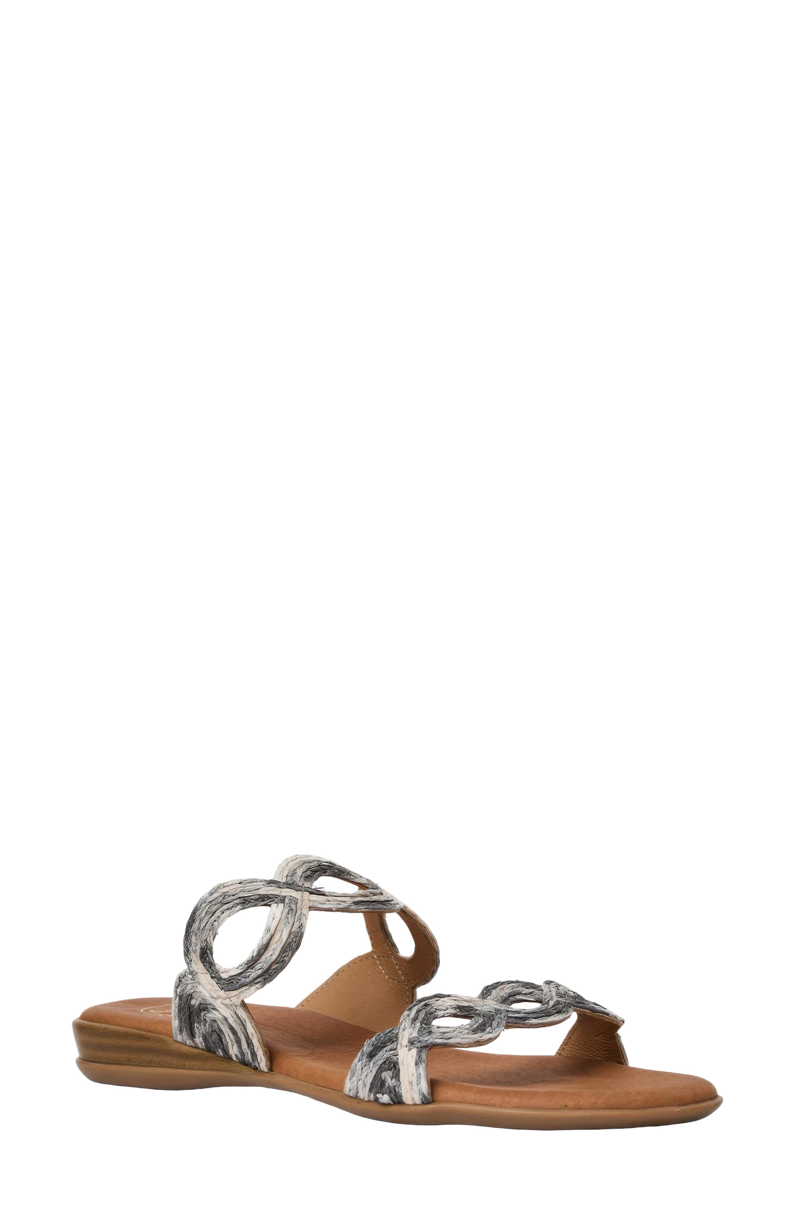 André Assous Nizzie Double Strap Slide Sandal, Main, color, Black/ Natural