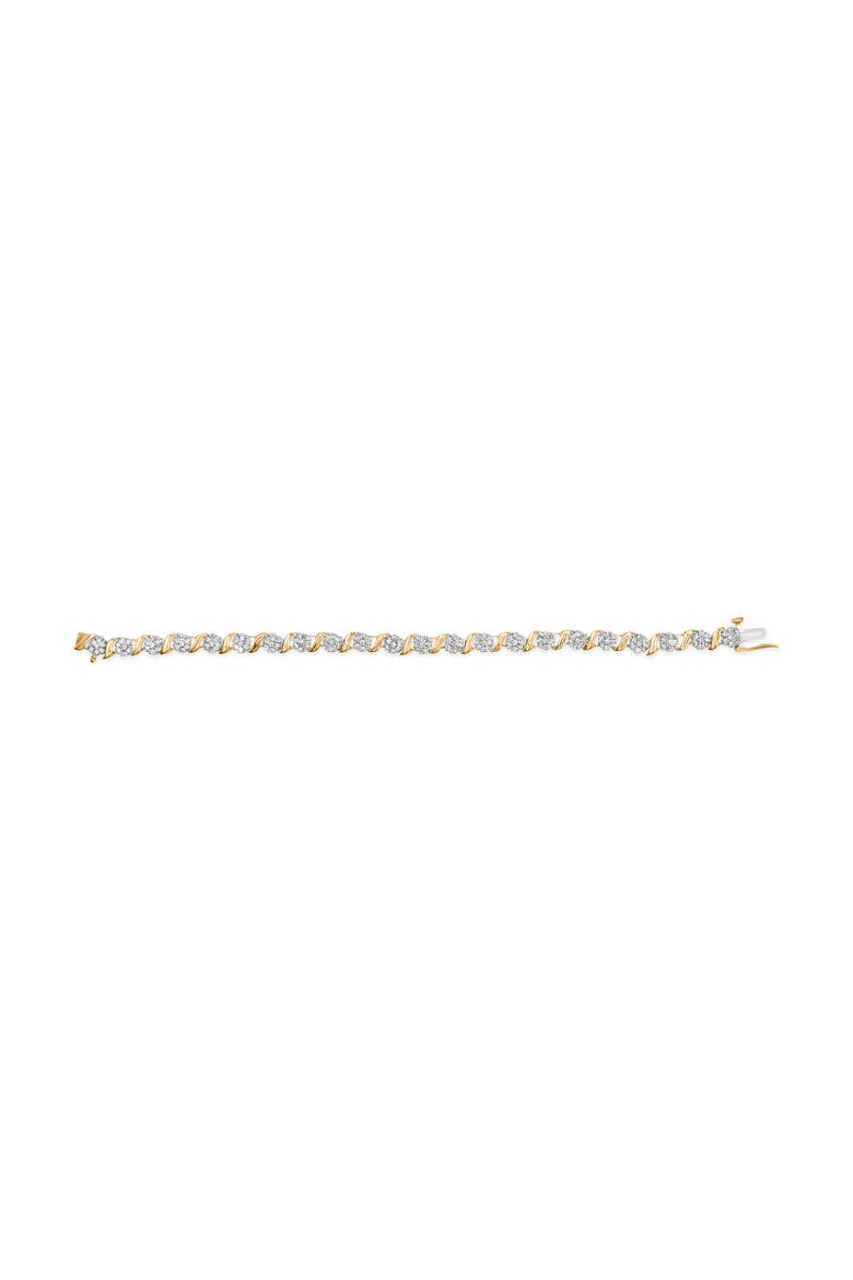 10K Yellow Gold 2.00 Cttw Round Cut Diamond 'S' Cluster Bracelet, Alternate, color, Yellow