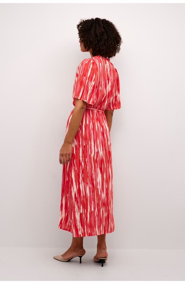 Kaffe Arina Half Sleeve V-Neck Maxi Dress, Alternate, color, Pink Abstract Print