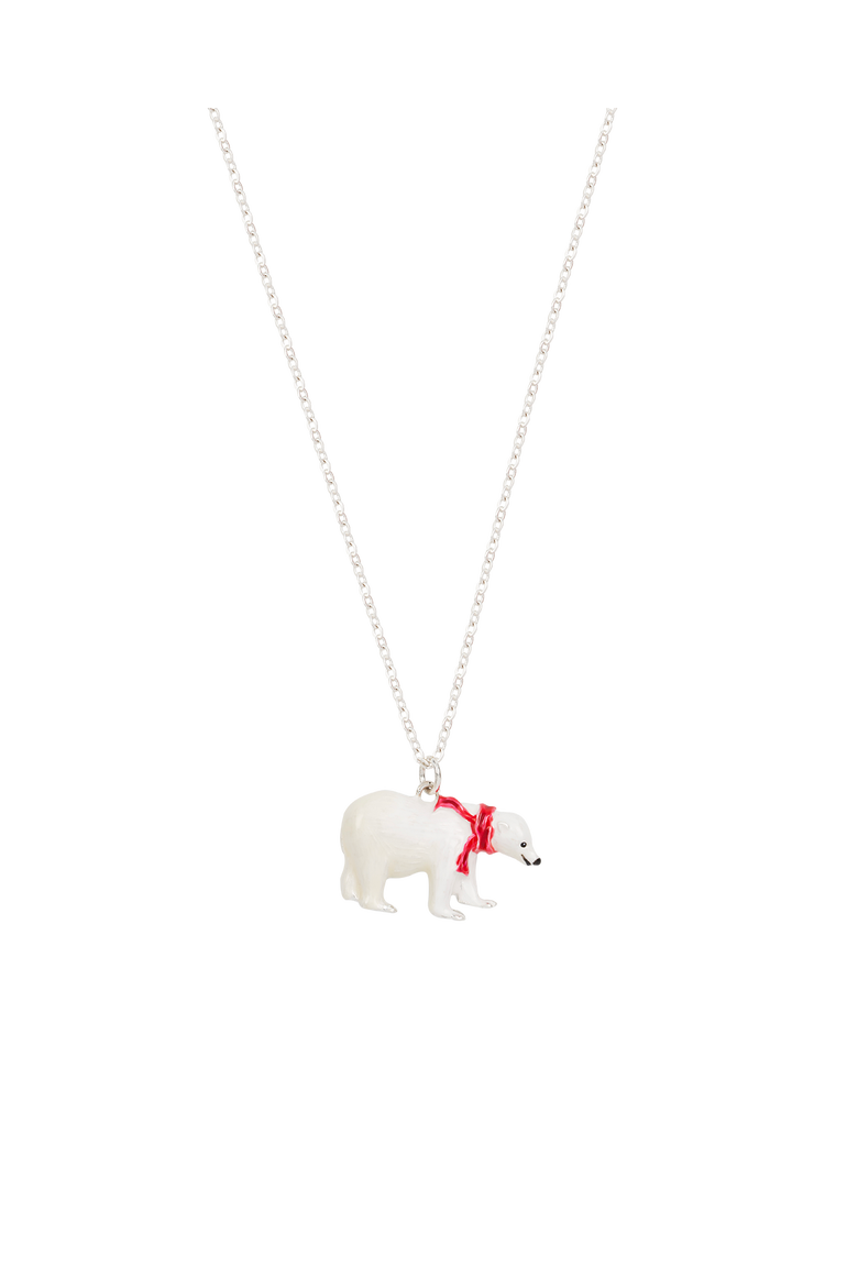 Cosy Polar Bear Silver Chain Necklace, Main, color, Silver