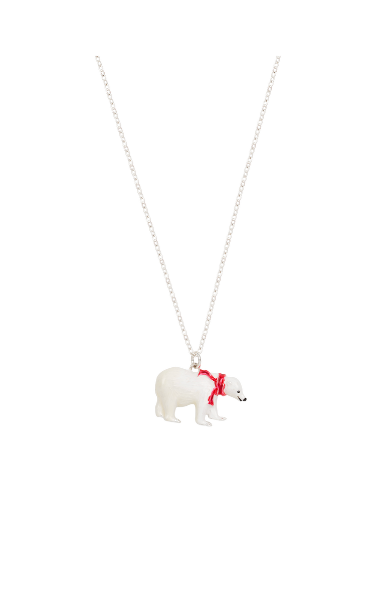 Fable England Cosy Polar Bear Silver Chain Necklace, Main, color, Silver