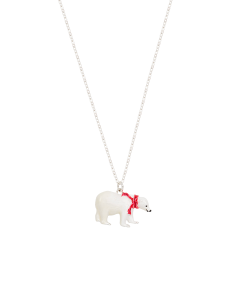 Cosy Polar Bear Silver Chain Necklace