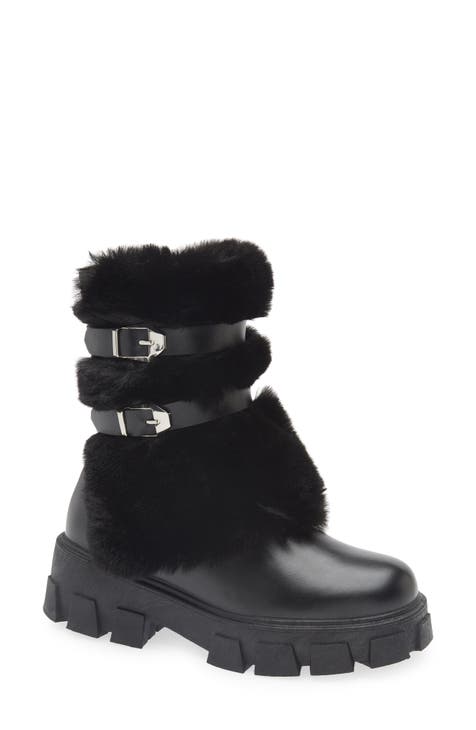 Faux Fur Belt Buckle Boot (Women)