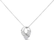 Haus of Brilliance 14k White Gold 1 5/8 Cttw Invisible Set Diamond Curved Oval Shape Pendant Necklace
