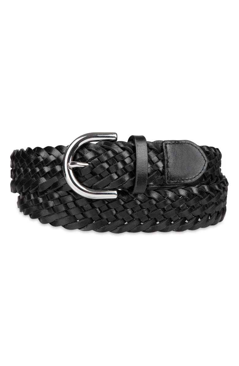 Cole Haan Braided Leather Belt, Alternate, color, Black