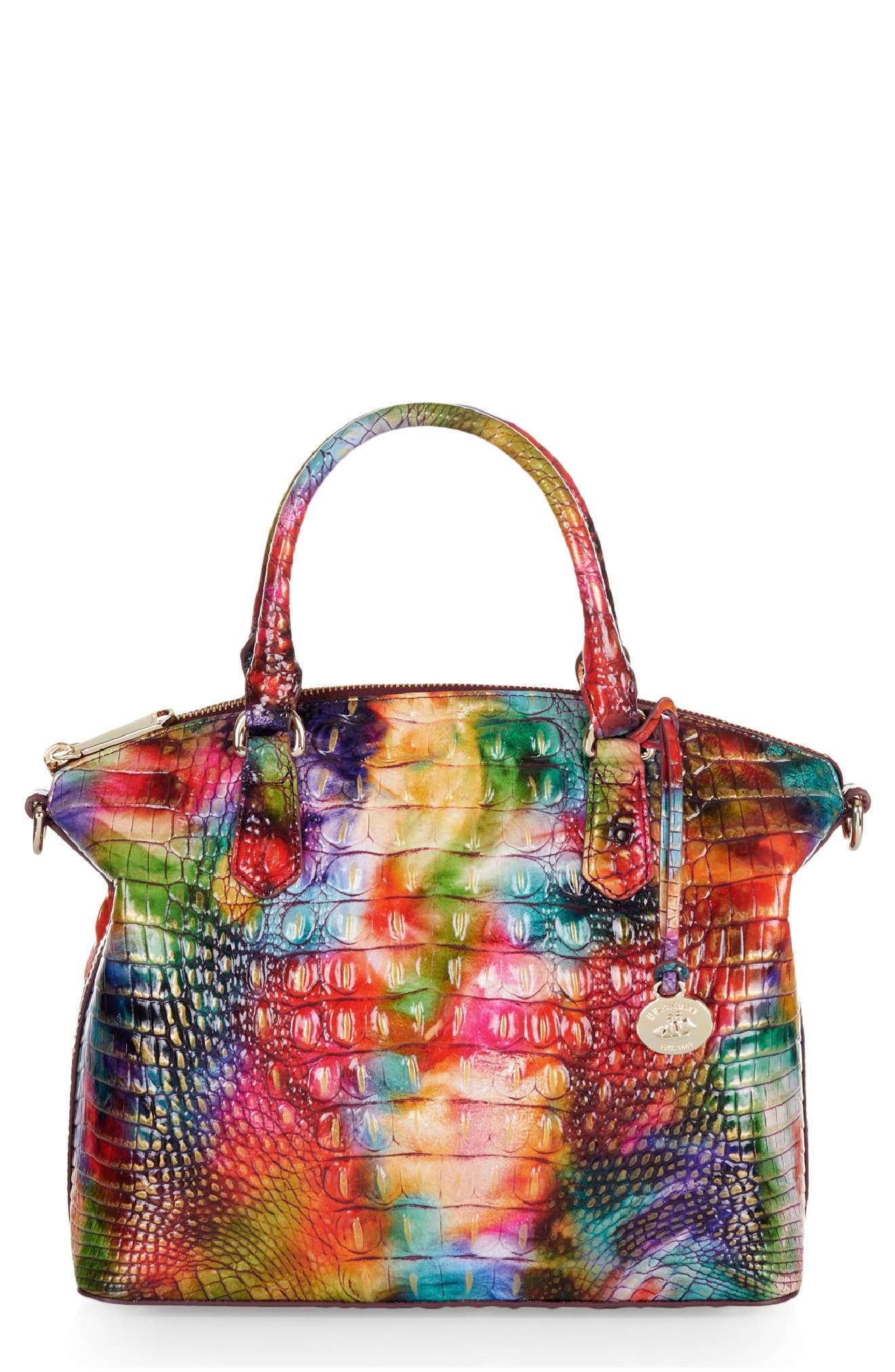 Brahmin Duxbury Croc Embossed Leather Satchel, Main, color, 