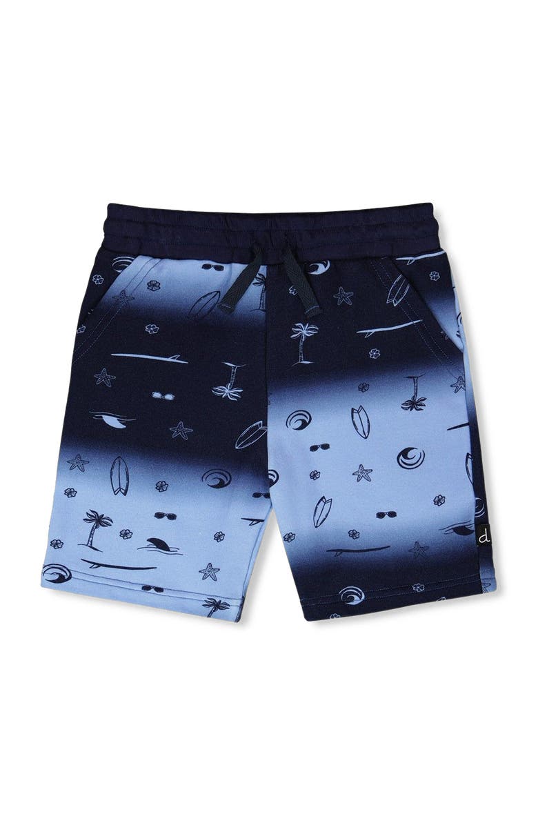 Deux par Deux Elastic Waist Gradient French Terry Shorts, Main, color, Blue Gradient