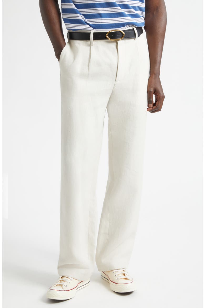 Single Pleat Hemp Canvas Trousers, Main, color, IVORY