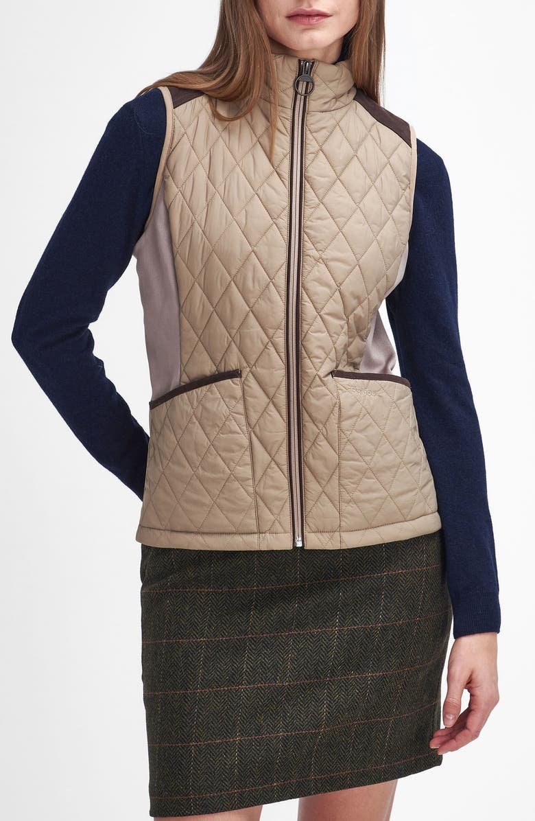 Barbour High Field Quilted Gilet Vest, Main, color, Sand Dune/ Gardenia