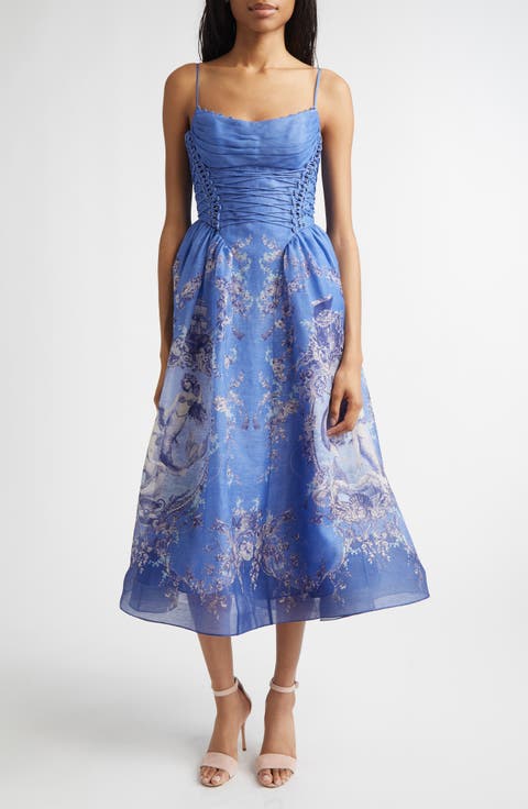 Rebellion Mermaid Silk & Linen Picnic Dress (Regular & Petite)