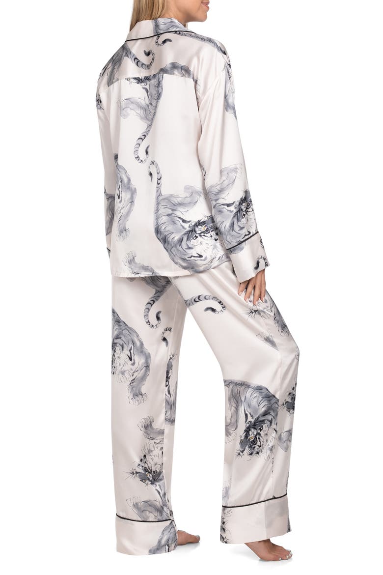 Tiger Satin Pajamas, Alternate, color, CREAM