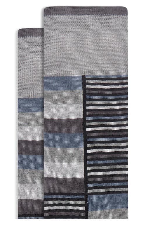 Bugatchi Striped Mercerized Cotton Blend Dress Socks In Black