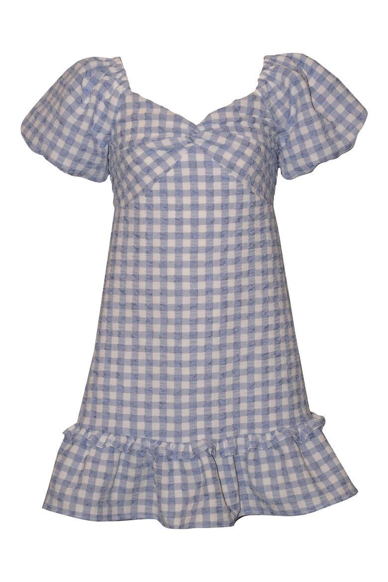Kids' Puffed Sleeve Gingham Dress, Main, color, PERIWINKLE