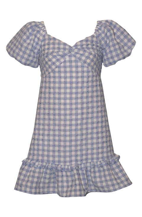 Kids' Puffed Sleeve Gingham Dress (Big Kid)
