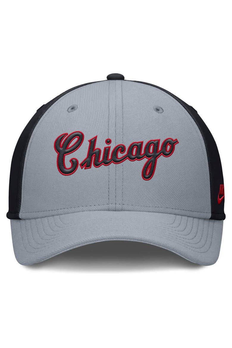 Men's Nike Gray/Navy Chicago White Sox Rise Swoosh Performance Flex Hat, Alternate, color, Gray