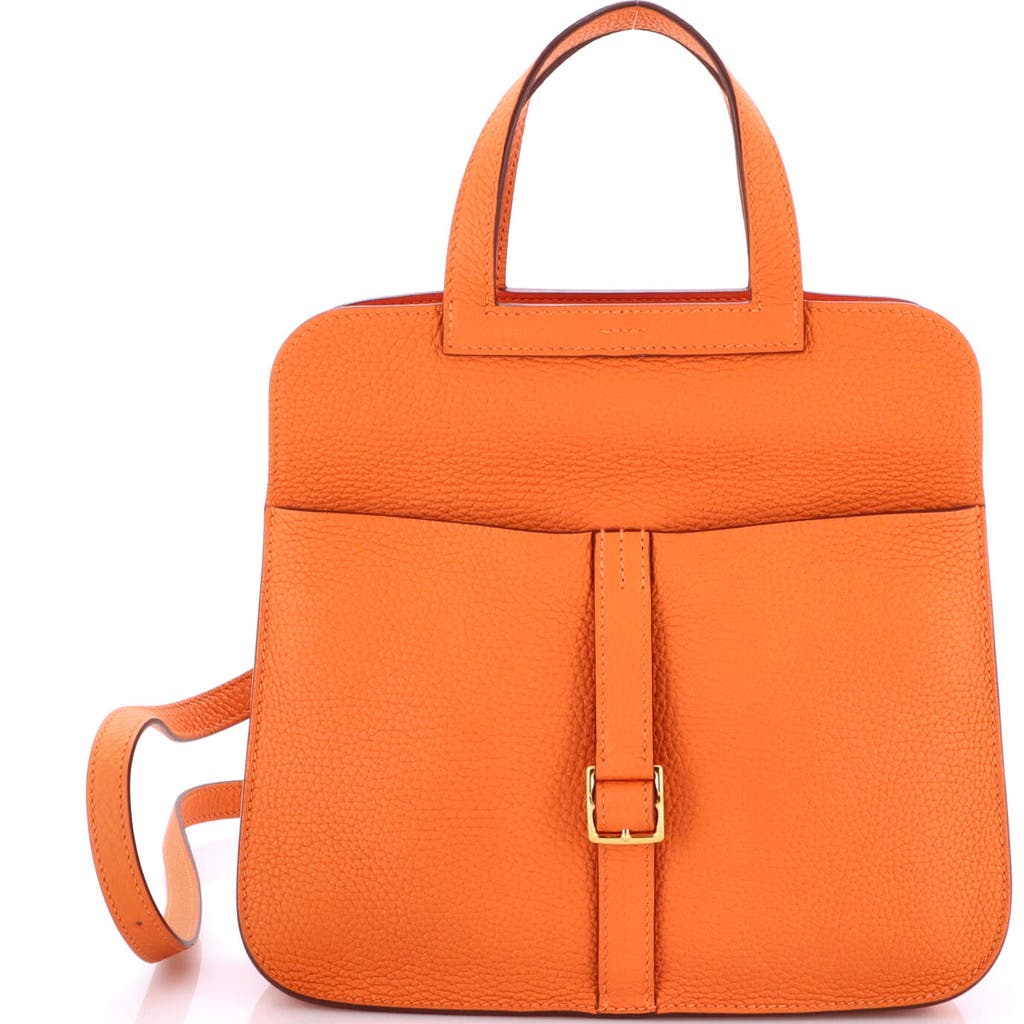 Pre-owned Hermes Hermes Halzan Bag Clemence 25 In Orange