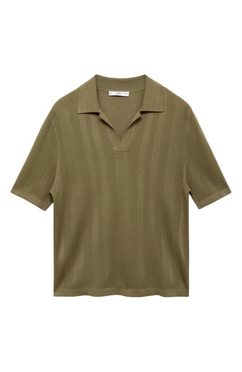 Mango Rib Johnny Collar Polo In Green