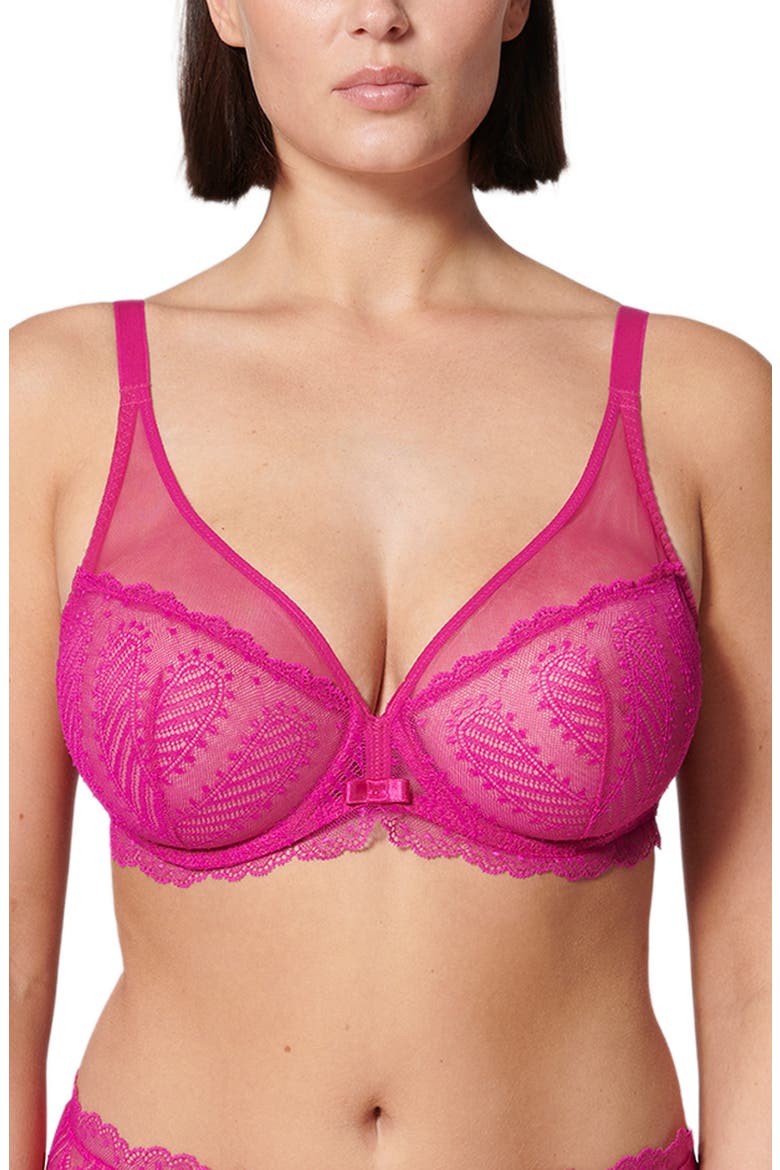 Canopee Underwire Plunge Bra, Alternate, color, HIBISCUS PINK